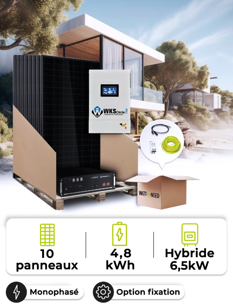 Kit Solaire Site Isolé 4,5 kWc – Mono 6,5kW – Batterie 4,80 kWh