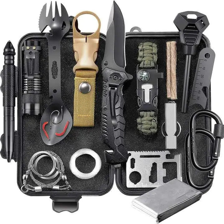 Kit de survie d'urgence 24 en 1 VIGOR - équipement multifonction pour camping, randonnée et aventures